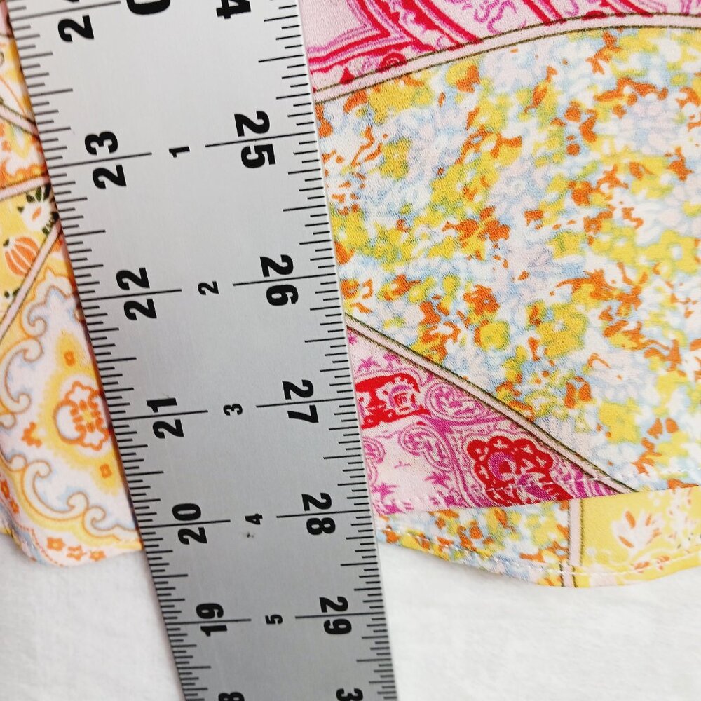 Rose & Olive, XL Button Down Blouse, Long Sleeve, Multi Paisley Patchwork Print - Picture 15 of 15